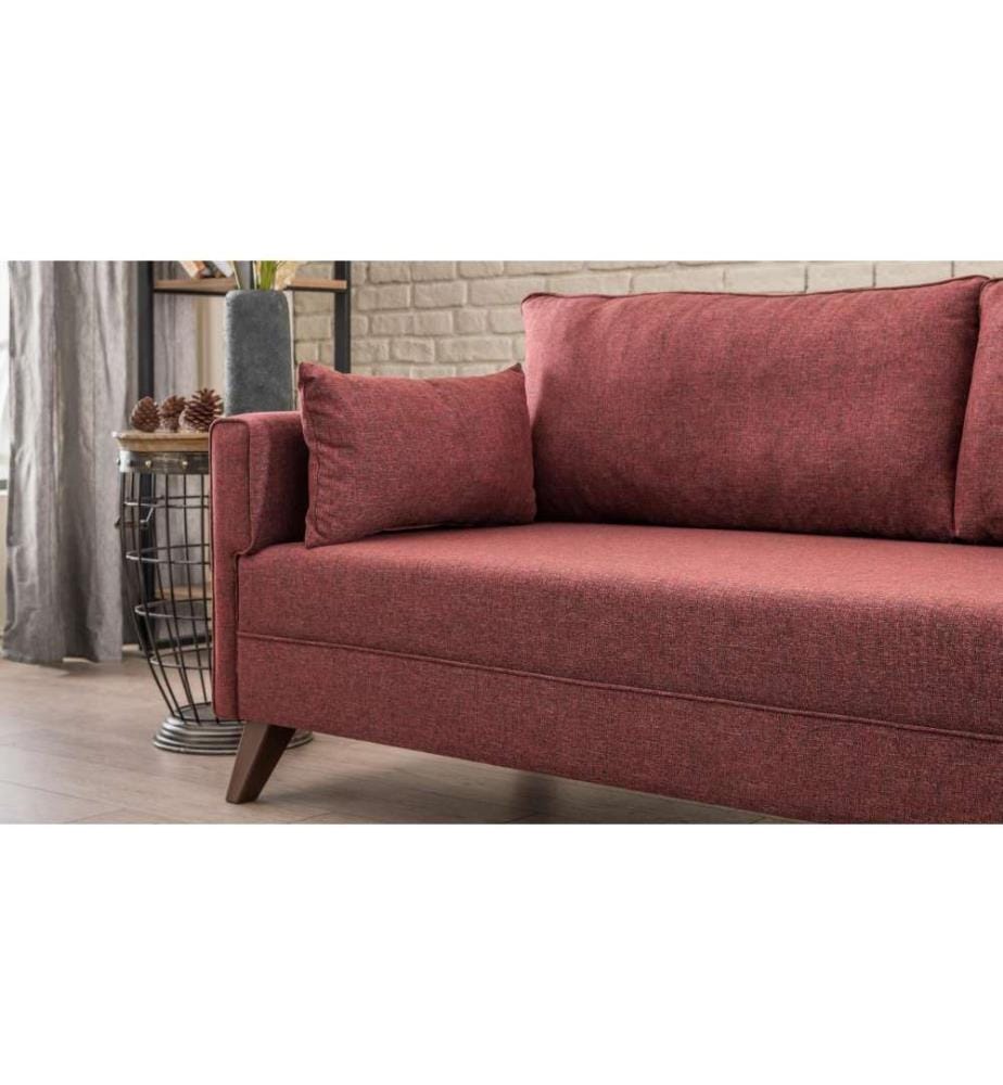 Ecksofa, weinrot, Holz - MDF Rahmen, Polyester Stoff