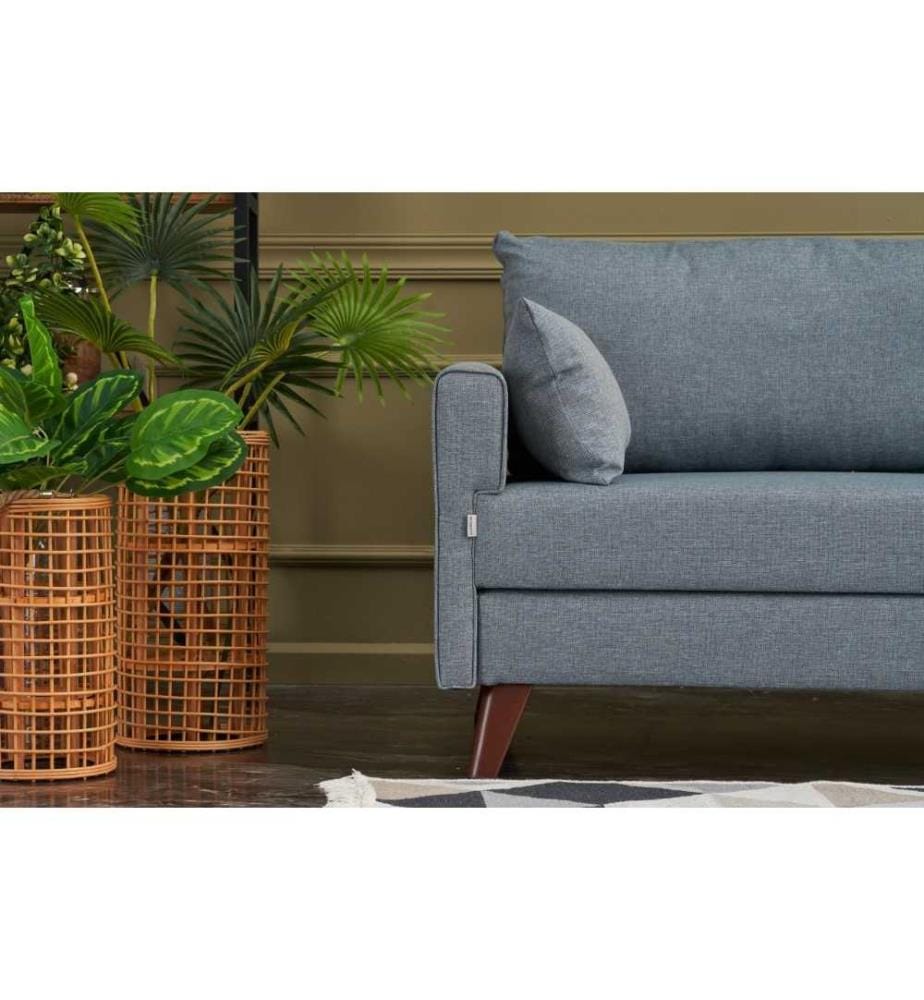 3-Sitz-Sofa, Blau, Tannenbaumgestell, Polyester-Gewebe