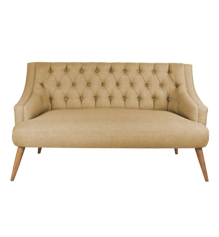 2-Sitz-Sofa, Milchbraun, Massivholzrahmen, Polyester-Gewebe