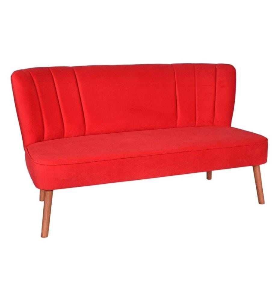2-Seat Sofa, Red, Solid Wood Frame, Polyester Fabric