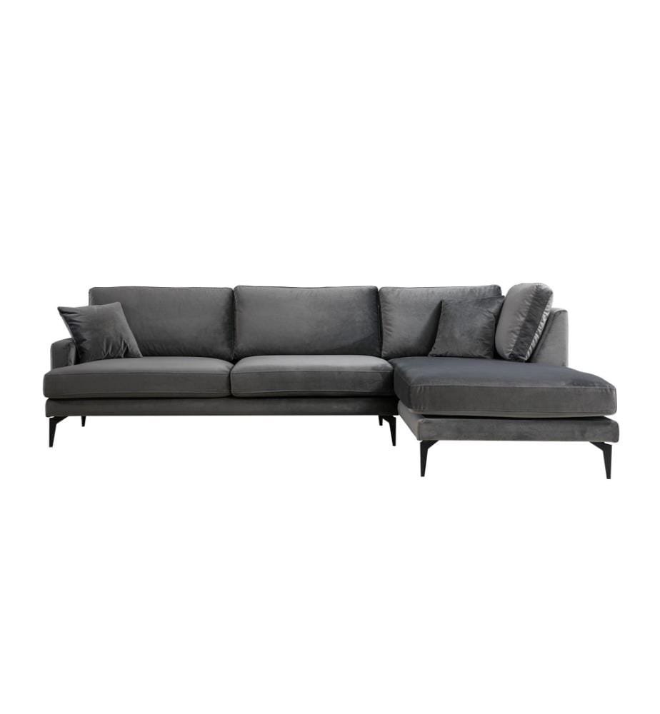 Corner Sofa, Anthracite, Beech Wood - Chipboard Frame, Polyester Fabric