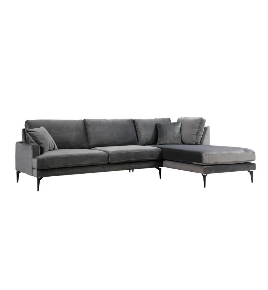 Corner Sofa, Anthracite, Beech Wood - Chipboard Frame, Polyester Fabric