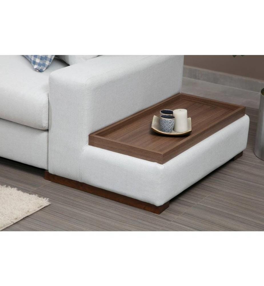 Ecksofa, Beige, Gestell aus Buchenholz - Spanplatte, Stoff aus Polyester