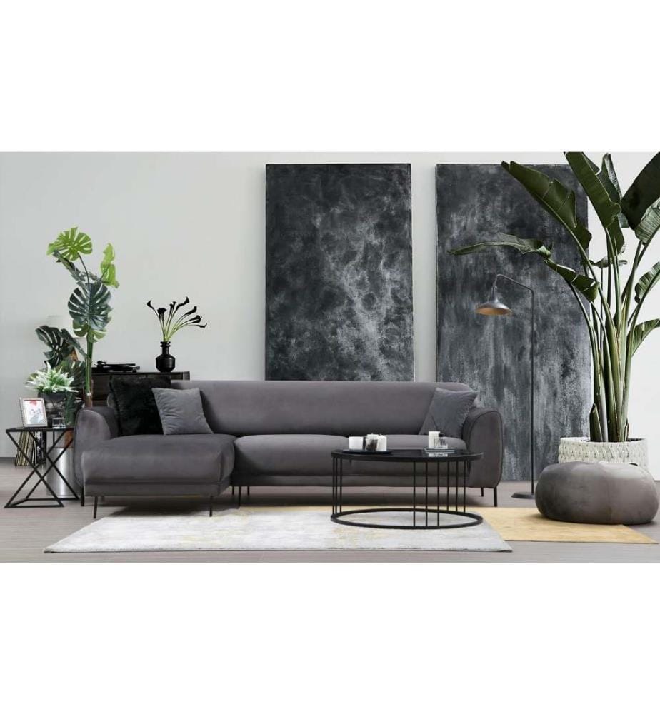 Ecksofa-Bett, Anthrazit, Buchenholz-Spanplattenrahmen, Polyestergewebe