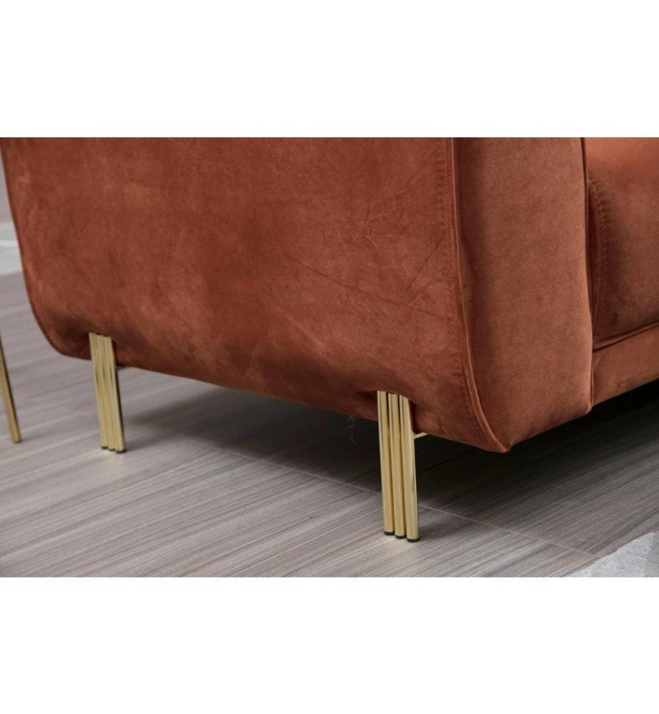 Ecksofa-Bett, Zimt, Buchenholz - Spanplattenrahmen, Polyesterstoff