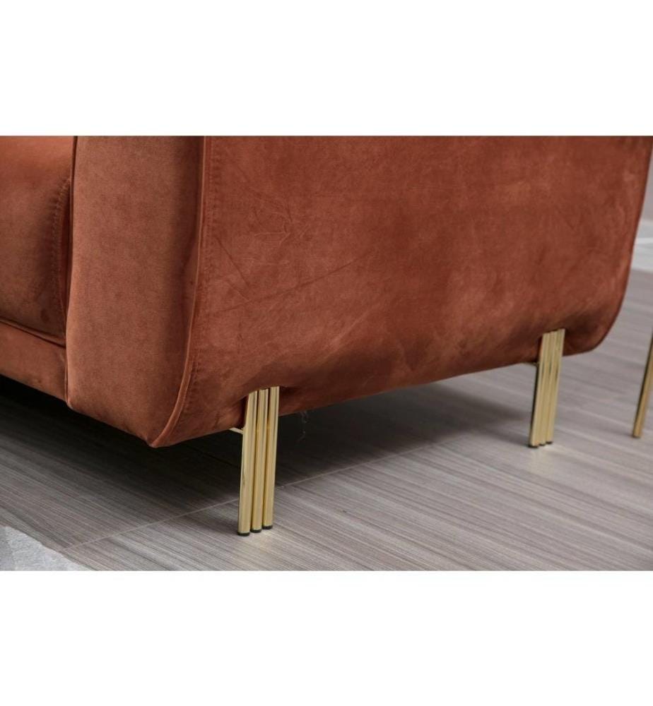 Ecksofa-Bett, Zimt, Buchenholz - Spanplattenrahmen, Polyesterstoff