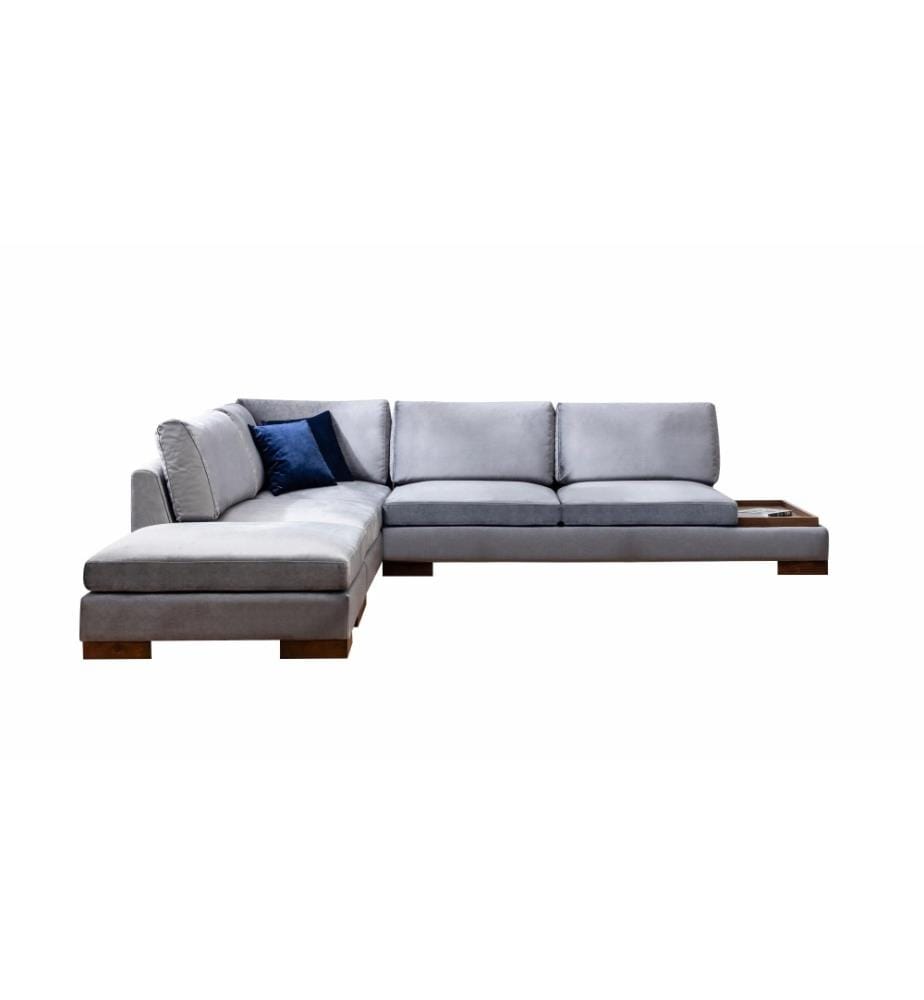 Ecksofa, Dunkelgrau, Gestell aus Buchenholz - Spanplatte, Stoff aus Polyester