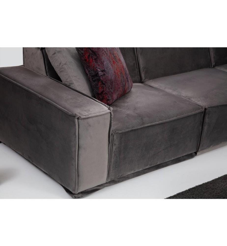 2-Sitz-Sofa, Grau, Gestell aus Buchenholz - Spanplatte, Stoff aus Polyester