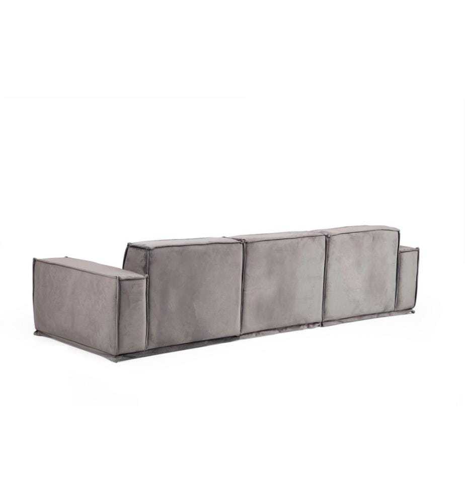 3-Sitz-Sofa, Grau, Gestell aus Buchenholz - Spanplatte, Polyestergewebe