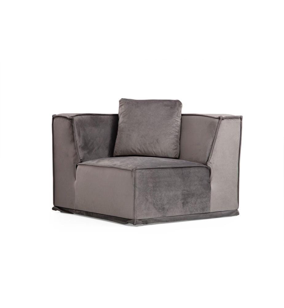 Ecksofa, Grau, Gestell aus Buchenholz - Spanplatte, Stoff aus Polyester