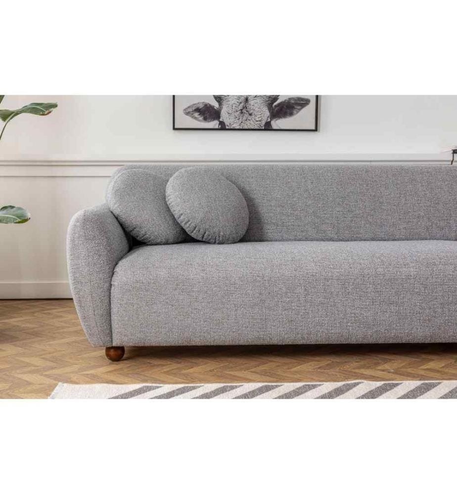 Ecksofa, Hellgrau, Gestell aus Buchenholz - Spanplatte, Stoff aus Polyester