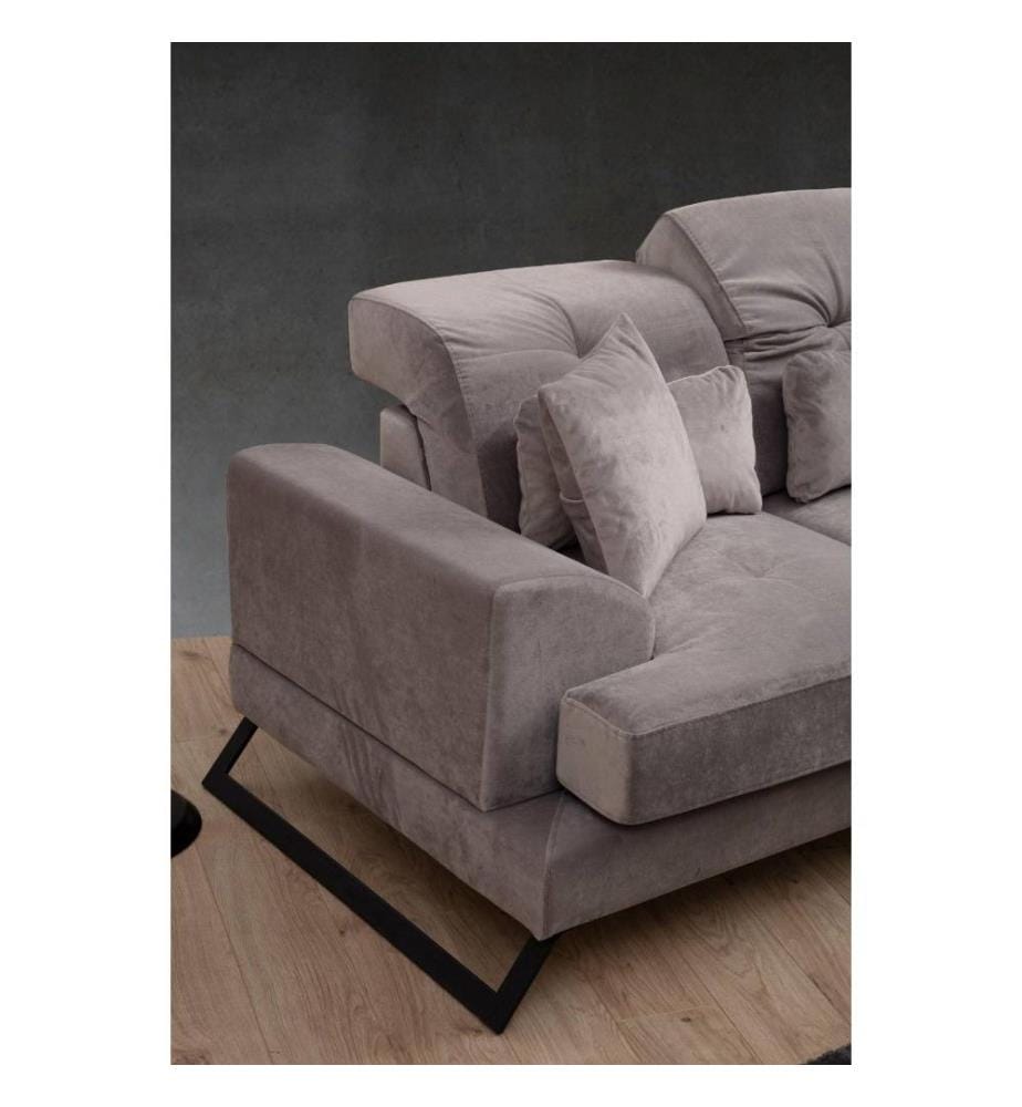 Ecksofa, Hellgrau, Gestell aus Buchenholz - Spanplatte, Stoff aus Polyester