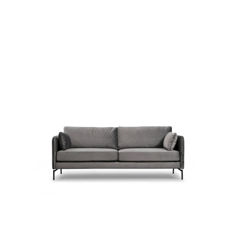 3-Sitz-Sofa, Grau, Gestell aus Buchenholz - Spanplatte, Polyestergewebe