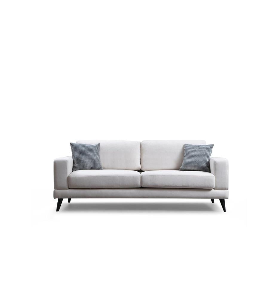 3-Seat Sofa-Bed, Beige, Beech Wood - Chipboard Frame, Polyester Fabric