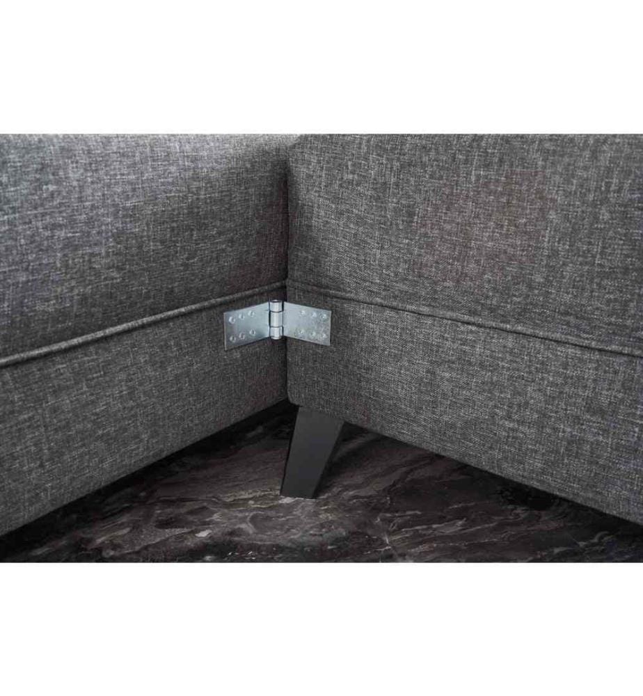 Ecksofa-Bett, Anthrazit, Rahmen aus Tannenholz, 50% Polyester - 50% Leinenstoff