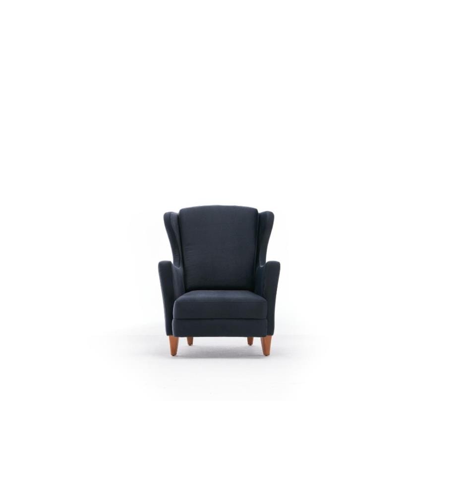 Wing Chair, Anthracite, Beech Wood Frame, Polyester Velvet Fabric