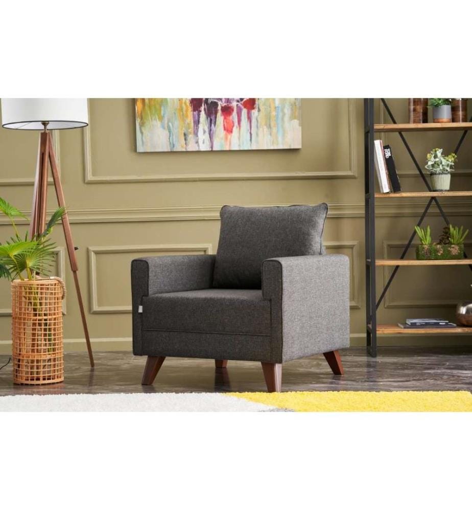 1-Sitz-Sofa, Anthrazit, Tannenholz & MDF-Rahmen, Polyester-Gewebe
