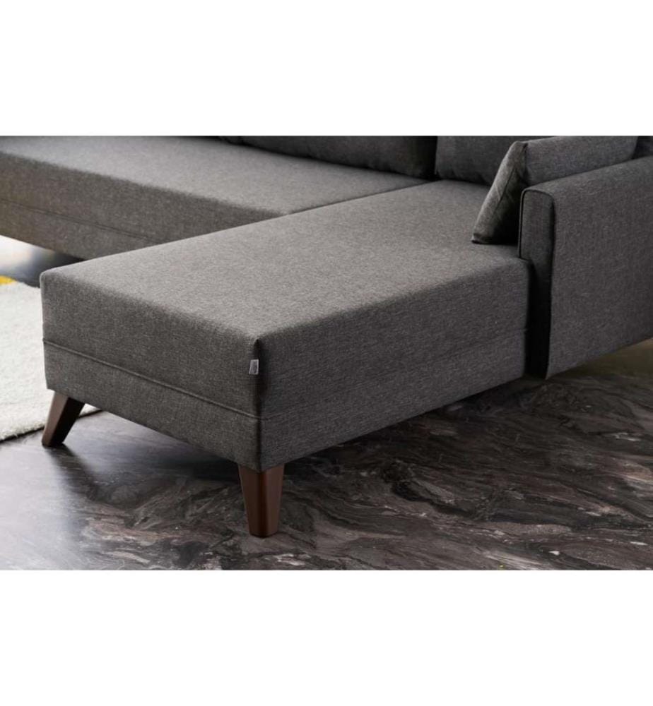 Ecksofa, Anthrazit, Tannenholz & MDF-Rahmen, Polyester-Stoff