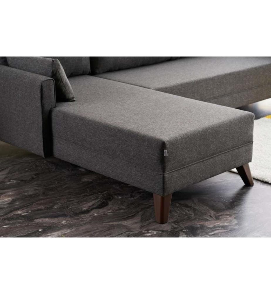 Ecksofa, Anthrazit, Tannenholz & MDF-Rahmen, Polyester-Stoff