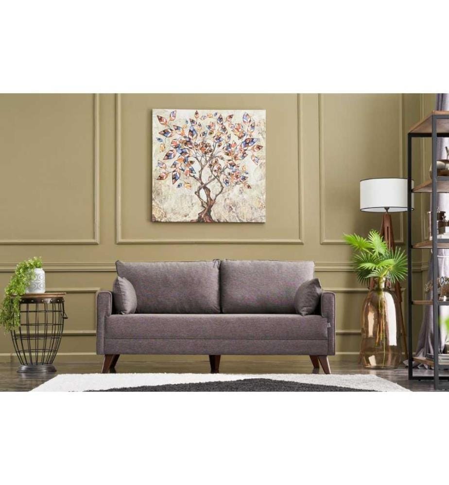 2-Sitz-Sofa, Braun, Tannenholz & MDF-Rahmen, Polyester-Gewebe