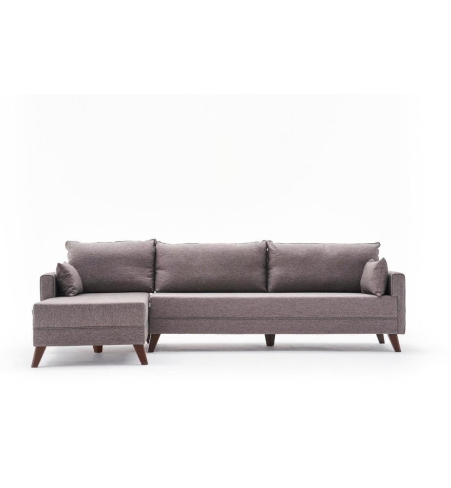 Ecksofa, Braun, Tannenbaum & MDF-Rahmen, Polyester-Stoff