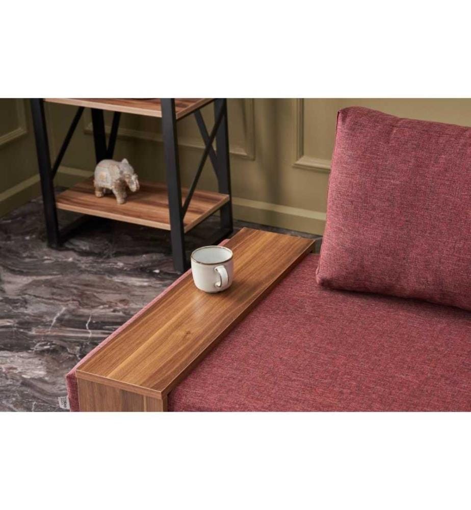 1-Seat Sofa, Claret Red, Solid Wood & Melamine Coated Particle Board Frame, Polyester & Cotton Fabric