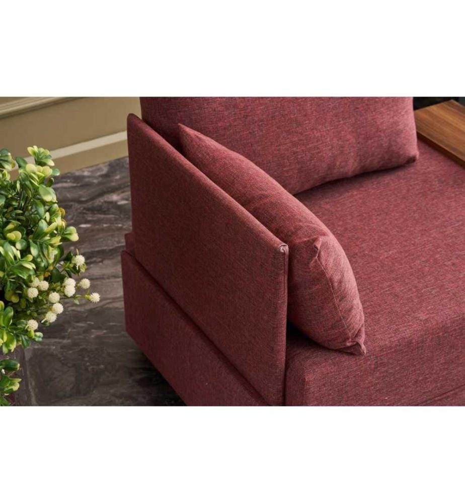 1-Seat Sofa, Claret Red, Solid Wood & Melamine Coated Particle Board Frame, Polyester & Cotton Fabric