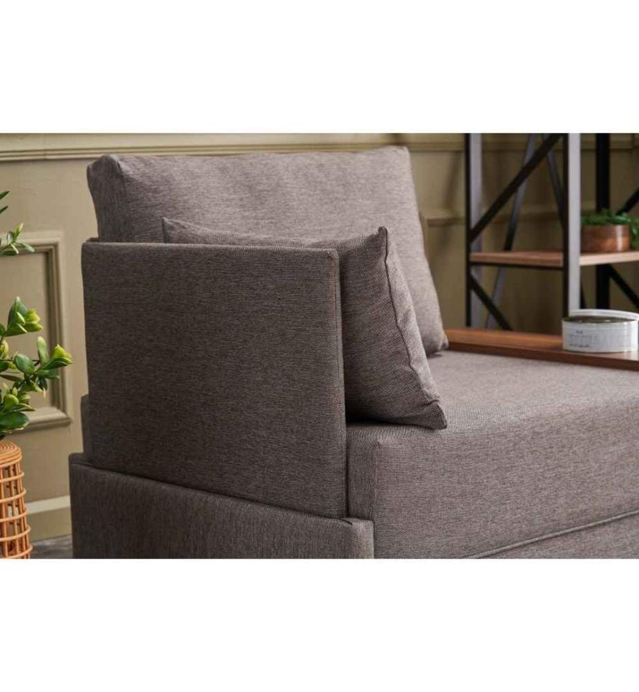 1-Seat Sofa, Brown, Solid Wood & Melamine Coated Particle Board Frame, Polyester & Cotton Fabric