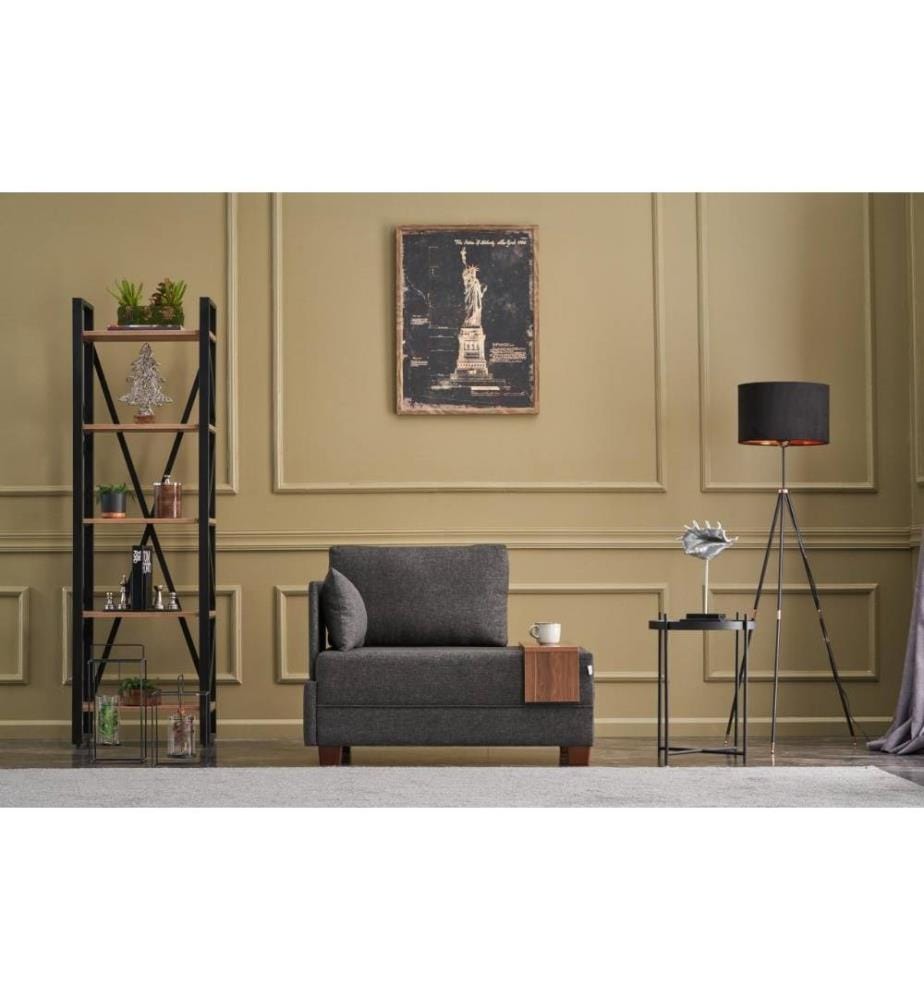 1-Seat Sofa, Anthracite, Solid Wood & Melamine Coated Particle Board Frame, Polyester & Cotton Fabric