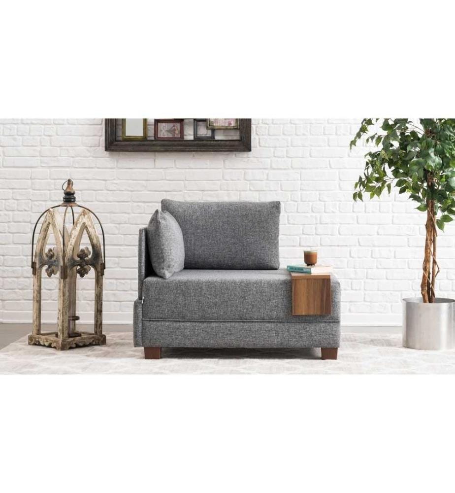 1-Sitz-Sofa, Grau, Rahmen aus Holzfaserplatten, Polyester-Gewebe