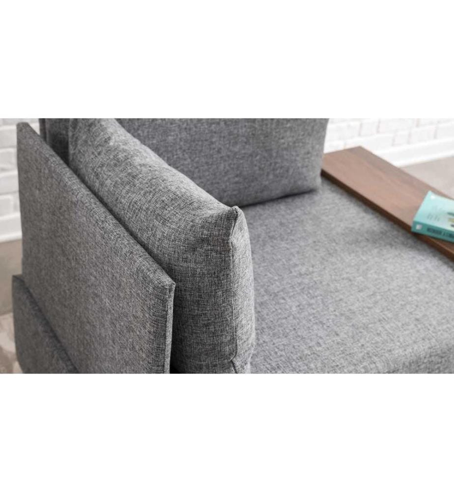 1-Sitz-Sofa, Grau, Rahmen aus Holzfaserplatten, Polyester-Gewebe