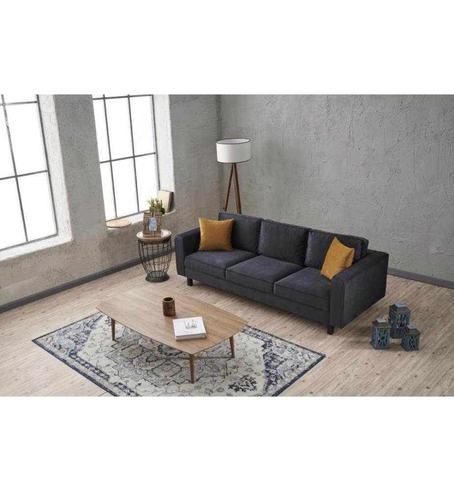 3-Sitzer Sofa, Anthrazit, Gestell aus Buchenholz, Stoff Polyester - Samt