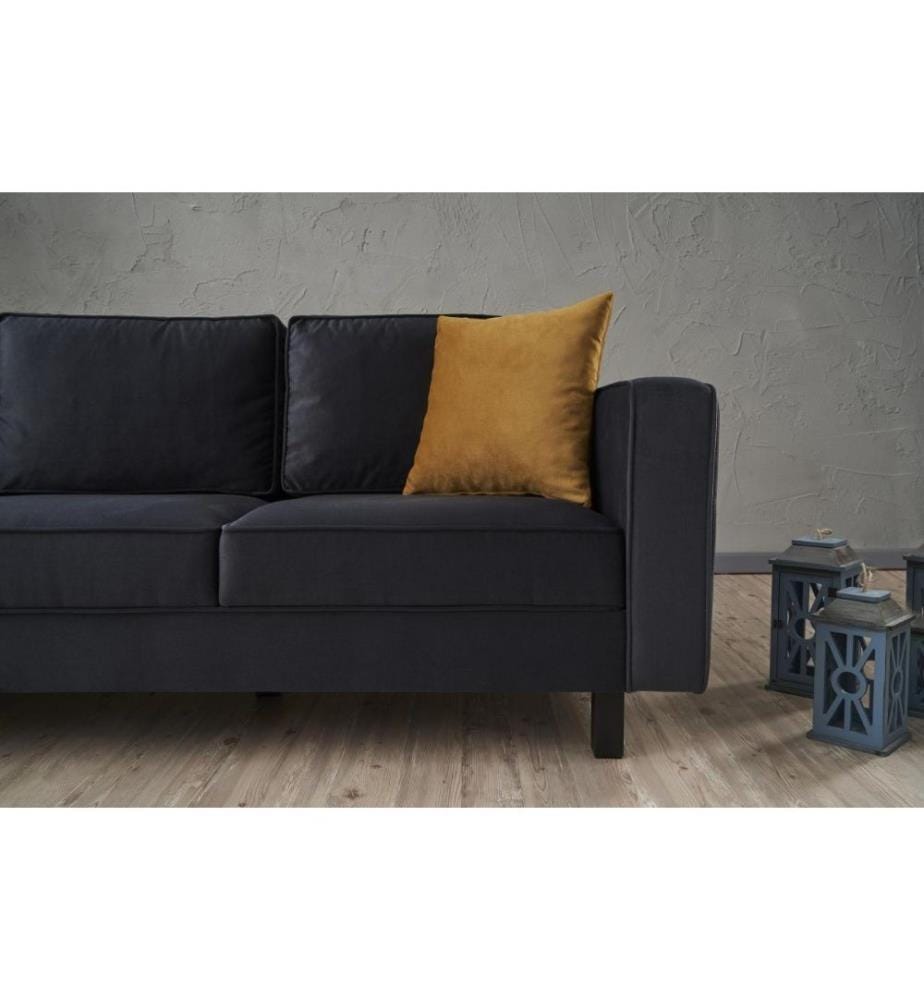 3-Sitzer Sofa, Anthrazit, Gestell aus Buchenholz, Stoff Polyester - Samt