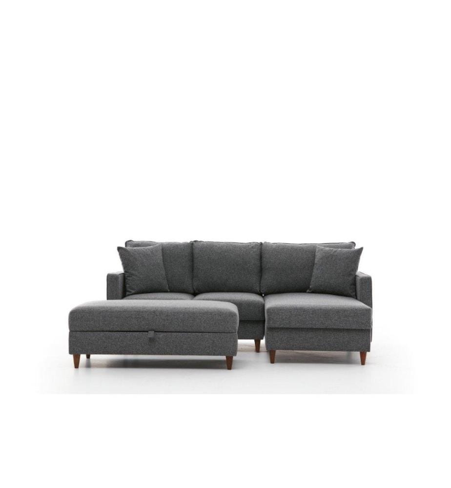 Corner Sofa, Grey, Fir - Flakeboard Frame, Polyester Fabric