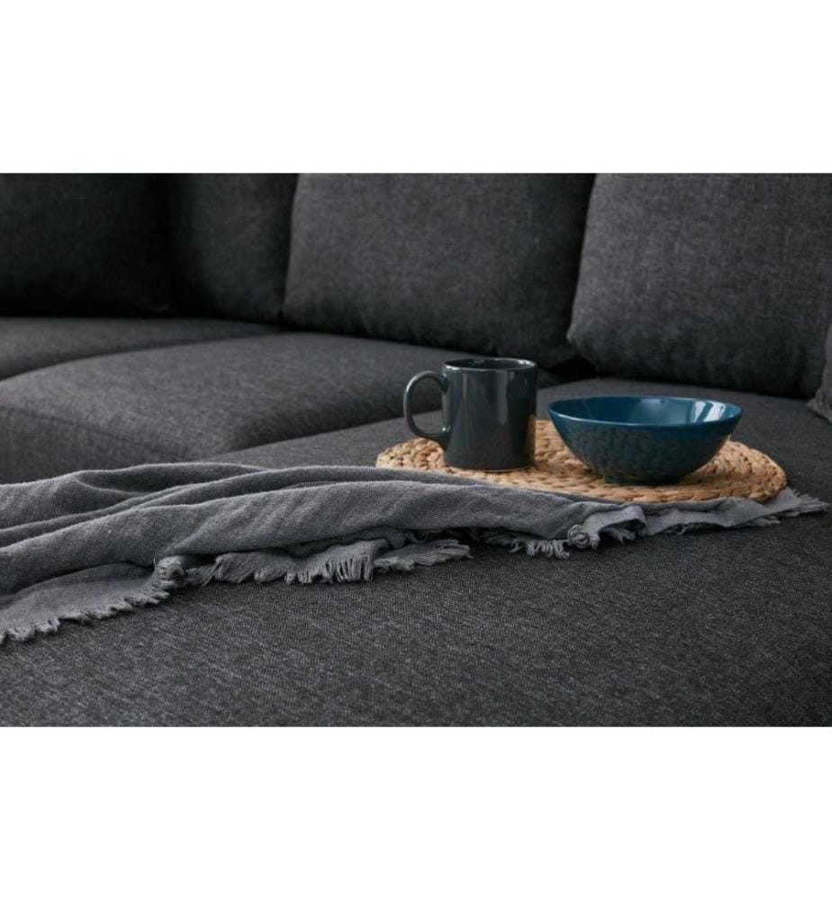 Ecksofa, Anthrazit, Rahmen aus Tannenholz-Flakeboard, Polyesterstoff