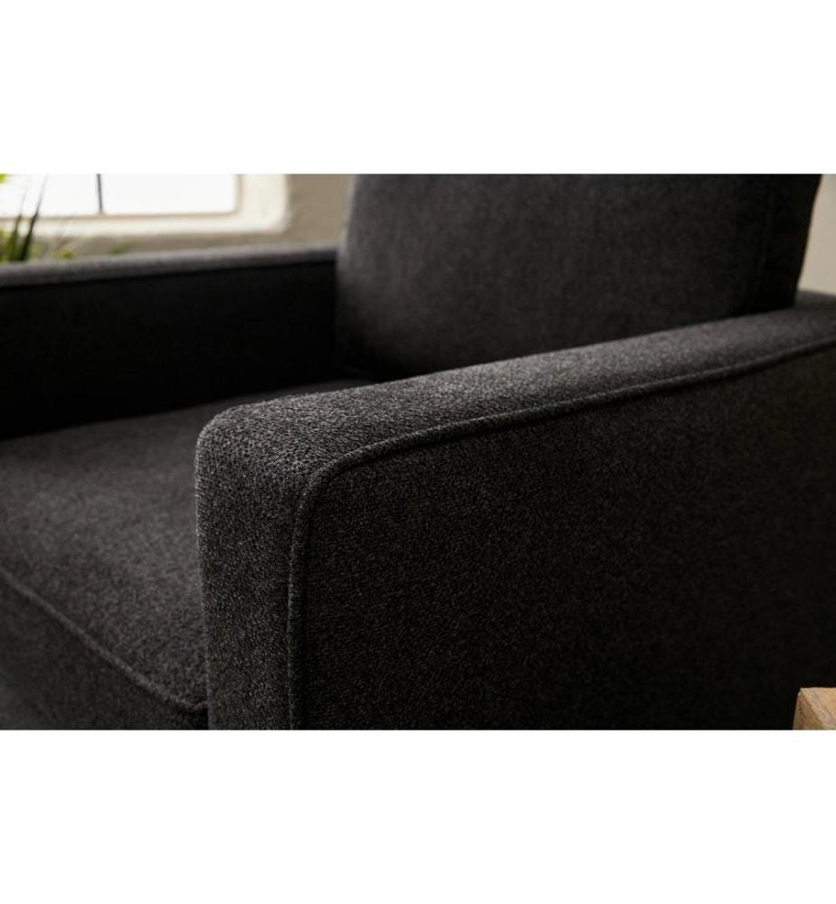 1-Seat Sofa, Anthracite, Black, Beech Wood Frame, Polyester Fabric