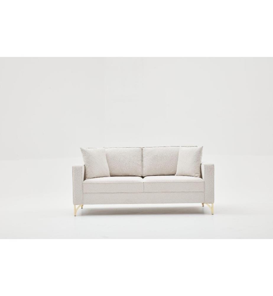 2-Sitzer Sofa, Creme, Gold, Buchenholzrahmen, Polyestergewebe