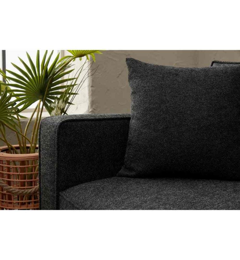 Canapé 3 places, anthracite, noir, structure en hêtre, tissu polyester