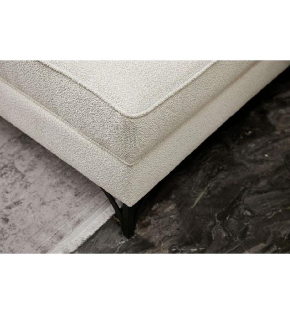 Ecksofa, Creme, Gold, Buchenholzrahmen, Polyestergewebe