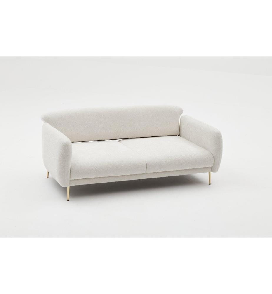 3-Sitz-Sofa-Bett, Creme, Gold, Buchenholzrahmen, Polyester-Gewebe