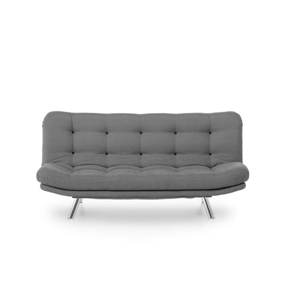 3-Sitz-Sofa-Bett, Grau, Metallgestell, weicher Stoffbezug