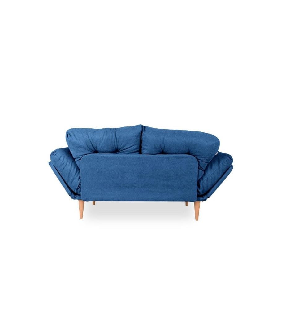 3-Sitz Sofa-Bett, Parlament Blau, Metallrahmen, Leinenstoff Stoff
