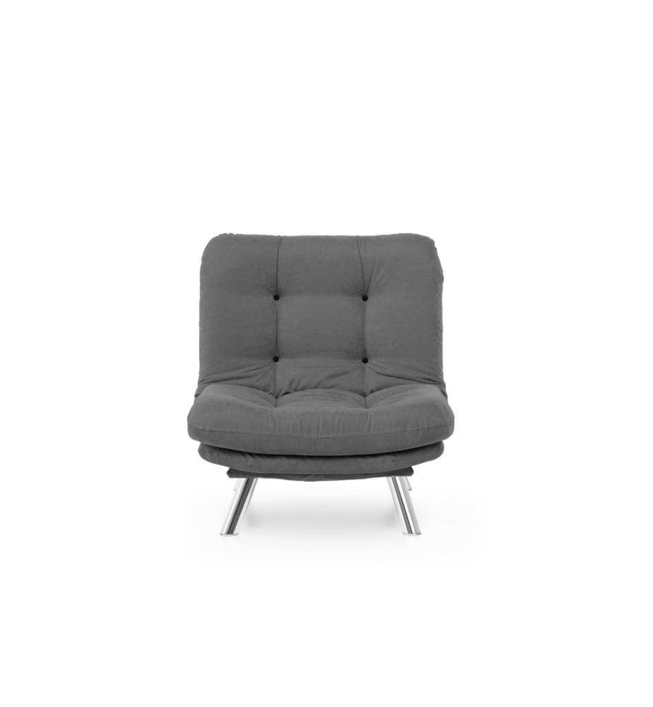 1-Sitz Sofa, Grau, Metallgestell, weicher Stoffbezug