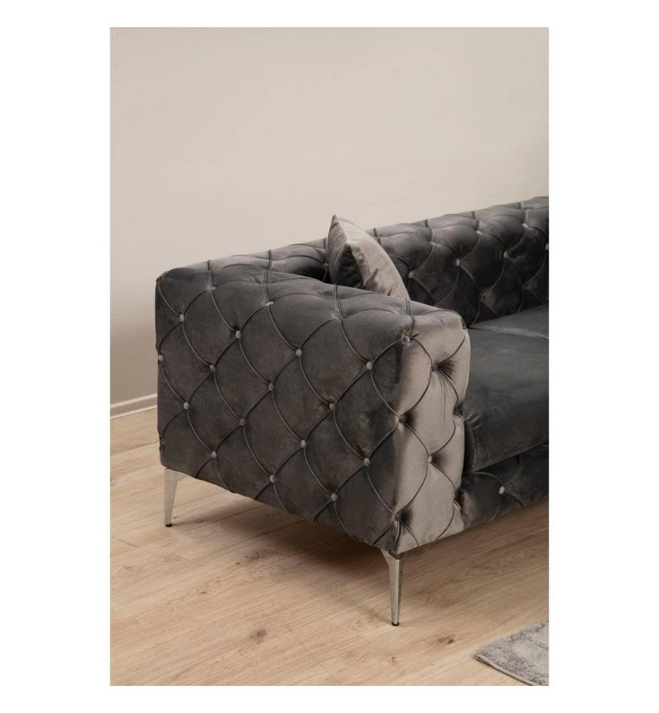 2-Sitz-Sofa, Anthrazit, Gestell aus Buchenholz - Spanplatte, Polyestergewebe