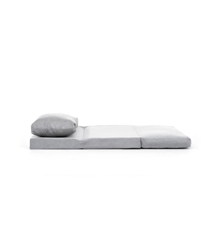 1-Sitz-Sofa-Bett, Grau, Metallrahmen, Polyester-Gewebe Stoff