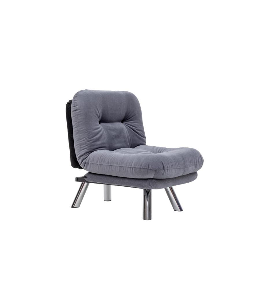 1-Sitz Sofa-Bett, Grau, Metallrahmen, weicher Webstoff Stoff