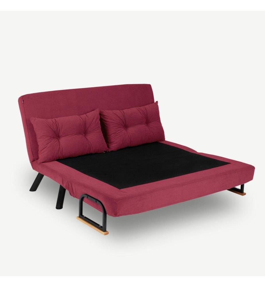 2-Sitz-Sofa-Bett, Kastanienbraun, Metallrahmen, Polyester-Stoffbezug