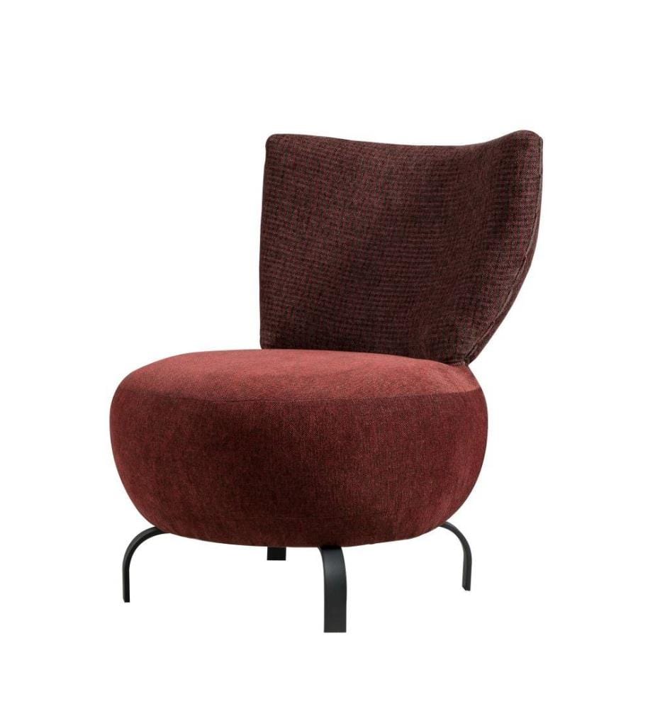 Ohrensessel-Set, bordeauxrot, Gestell aus Hainbuchenholz, Chenille-Stoff