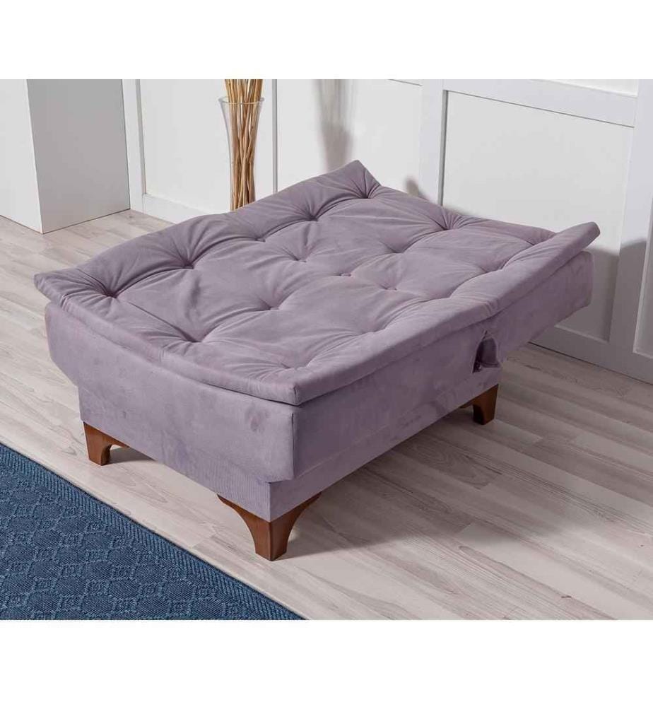 3-Sitz Sofa-Bett, Grau, Kiefernholzrahmen