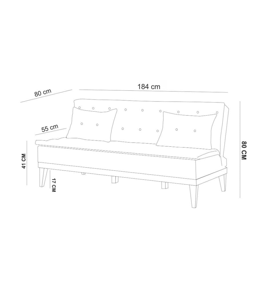 3-Sitz Sofa-Bett, Grün, Hainbuchenholzrahmen, Leinenstoff